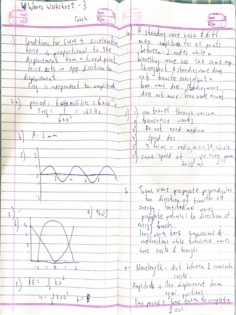 Waves Worksheet 3 PDF