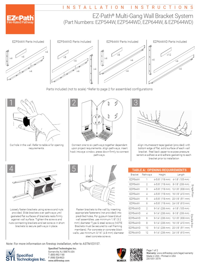 EZ Path Series 44+ Fire-Rated Pathway Multi Gang Wall Plate ...