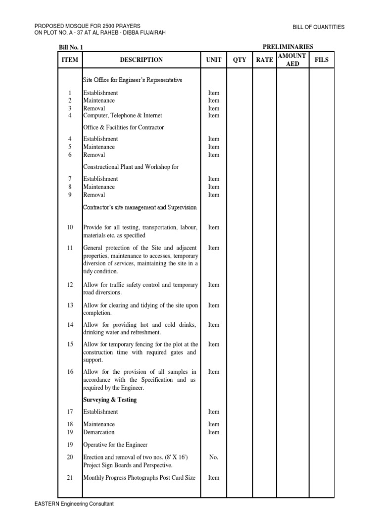BOQ PDF Specification (Technical Standard) Concrete
