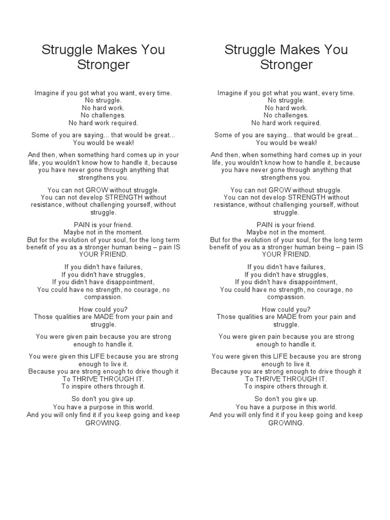 Struggle Makes You Stronger Pdf