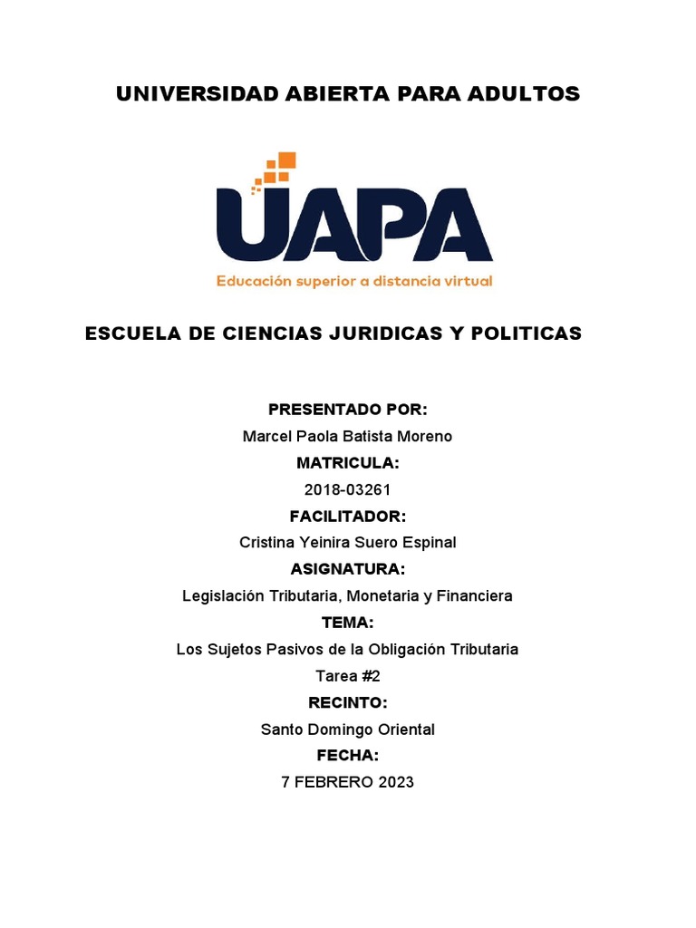 Sujetos Pasivos en Obligación Tributaria | PDF | Impuestos | Contribuyente