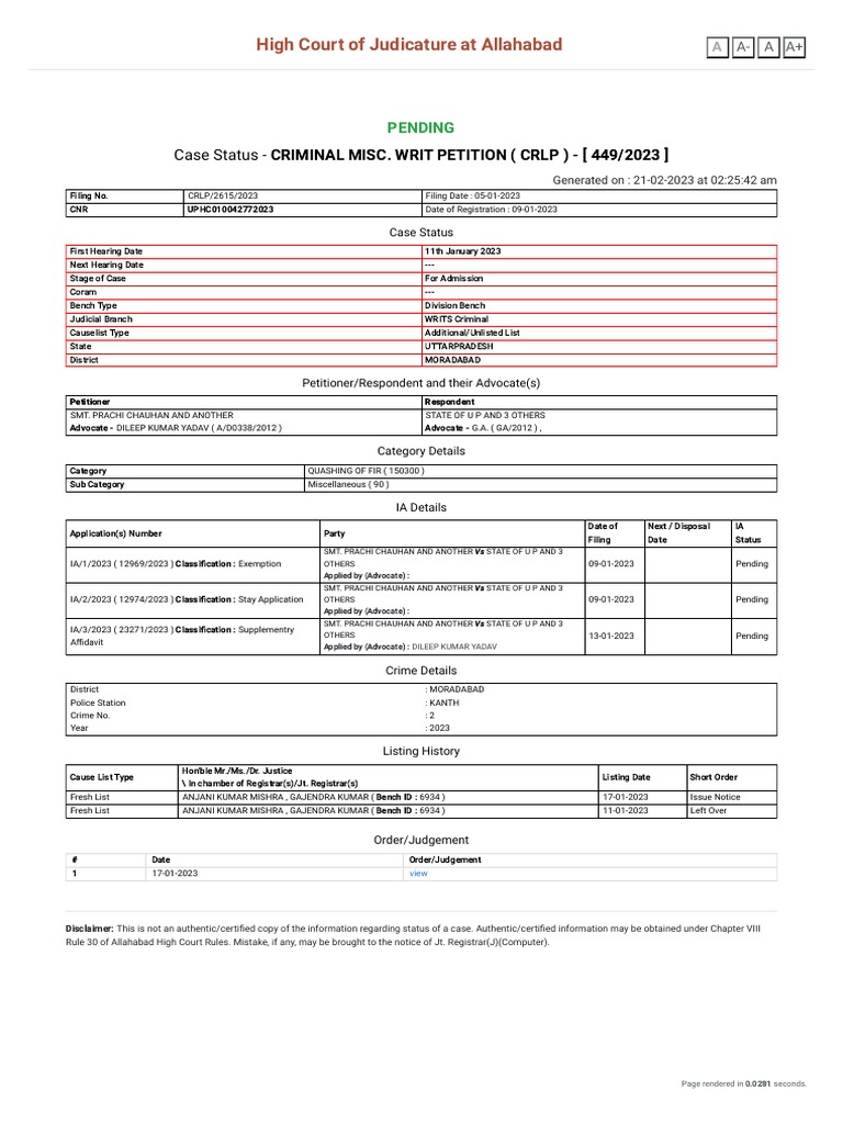 Case Status Search by Party Name PDF Advocate Political Law