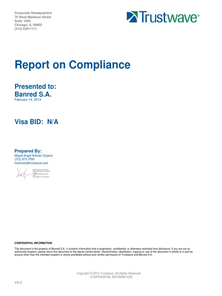 Trustwave Pci Dss v2.0 Pci Roc Banred 14feb2014 Final | PDF | Payment ...