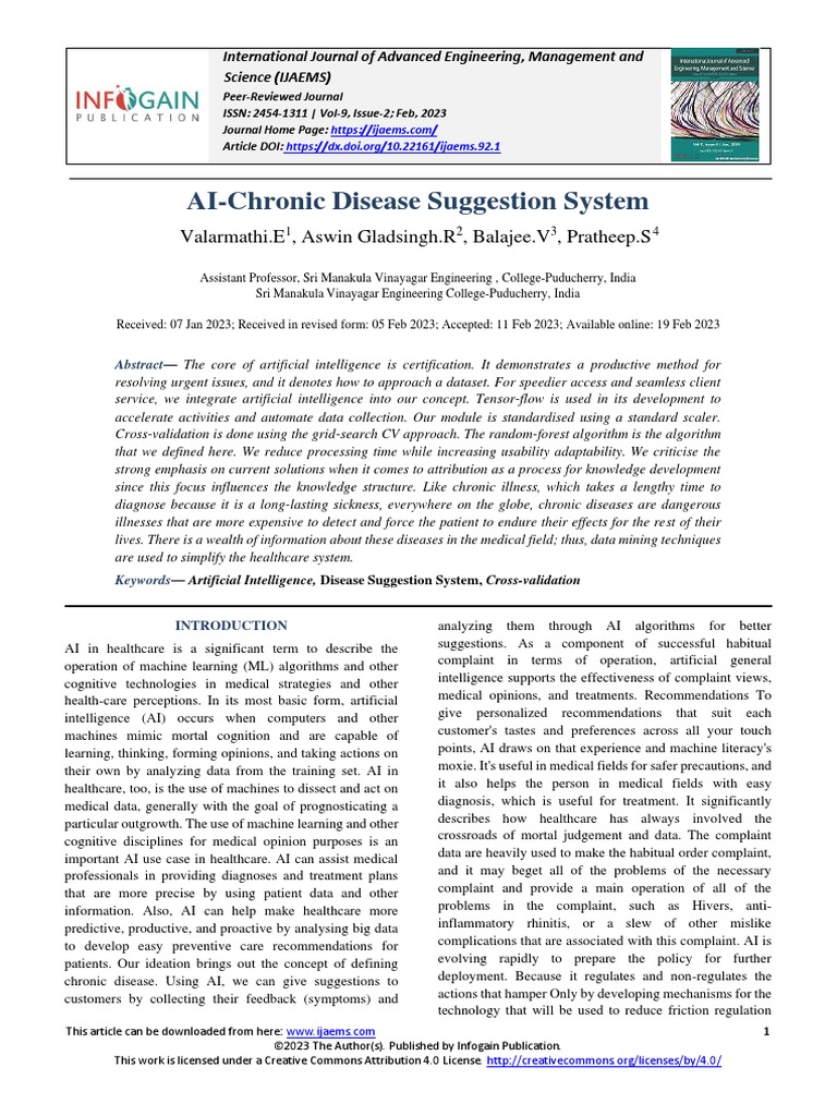 AI-Chronic Disease Suggestion System | PDF | Artificial Intelligence ...