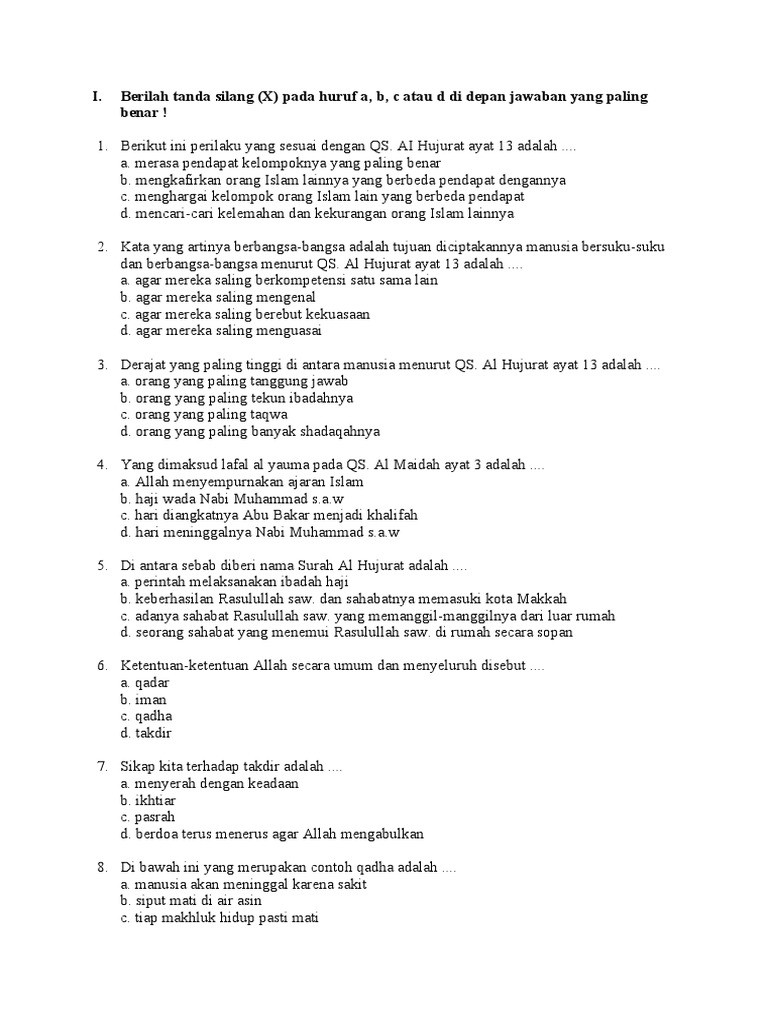 Soal Agama Kls 6 Pdf