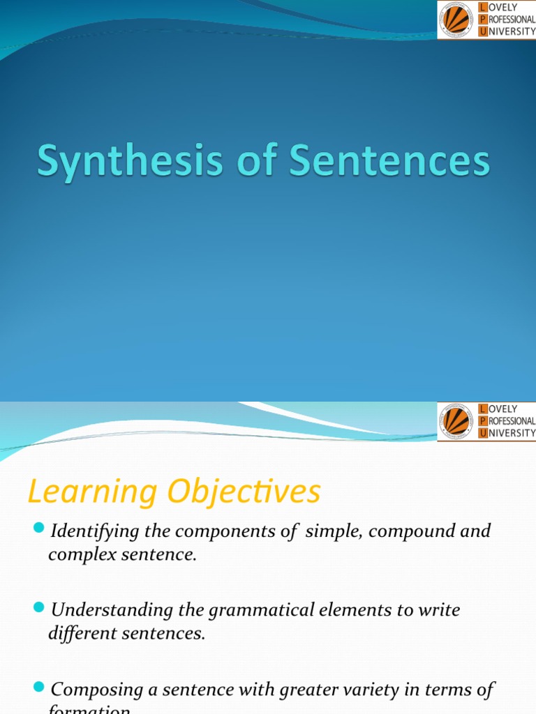 Synthesis of Sentences PDF Subject (Grammar) Clause