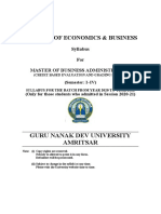 MBA Syllabus for GNDU 2020-22