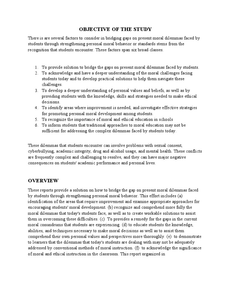 Objective of The Study | PDF | Behavioural Sciences | Psychological ...