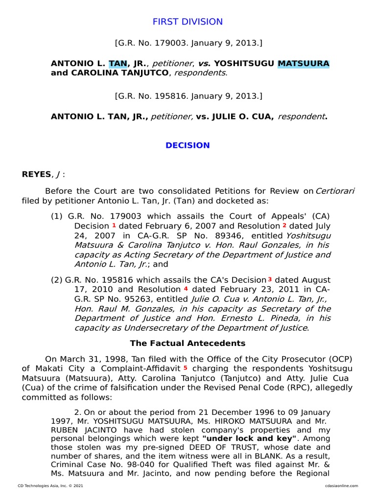 Tan v Matsuura PDF Prosecutor Probable Cause