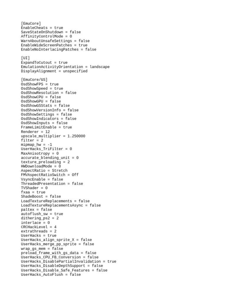EmuCore Configuration Settings Guide | PDF