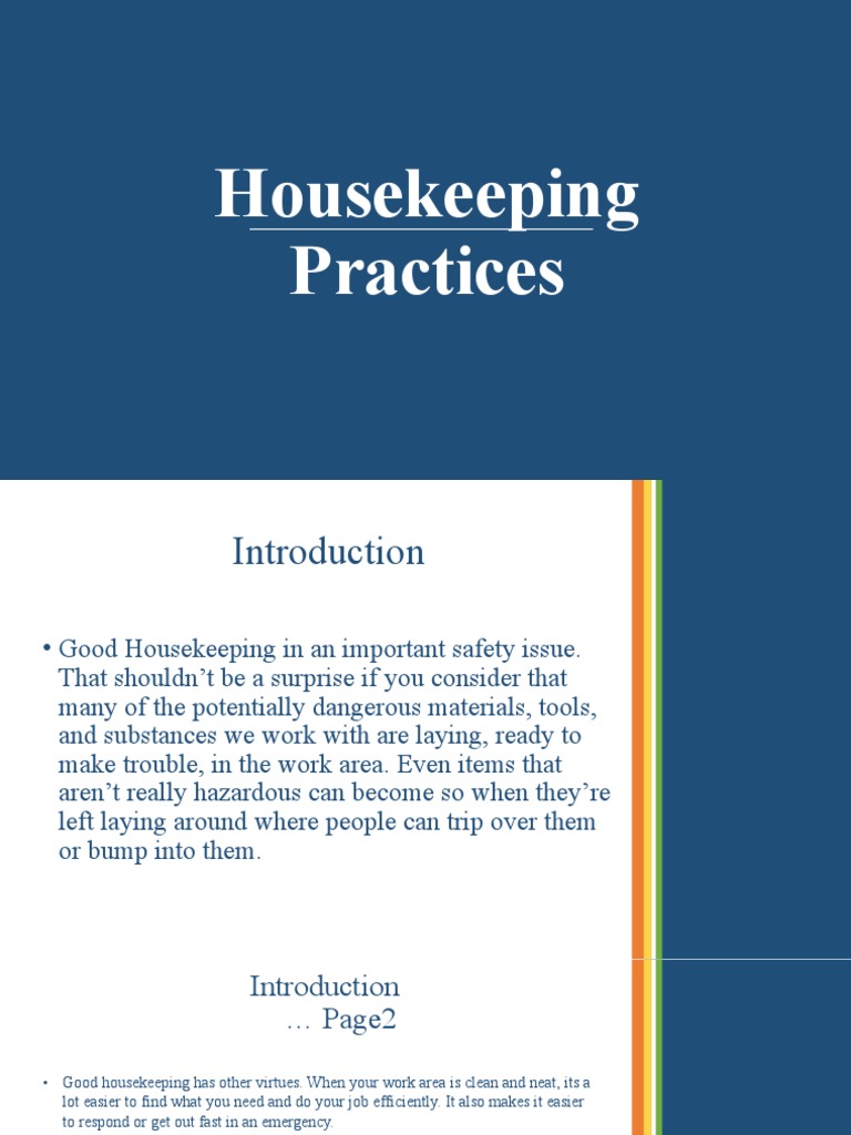 Housekeeping Practices PDF Housekeeping Hazards