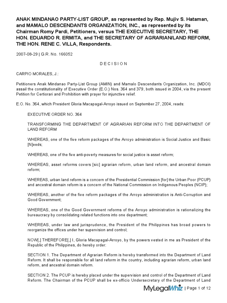An Analysis of the Constitutionality of Executive Orders Placing the Presidential Commission for