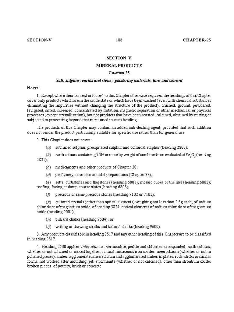 Chap 25 HS Code Natural Corundum PDF Lime (Material) Cement