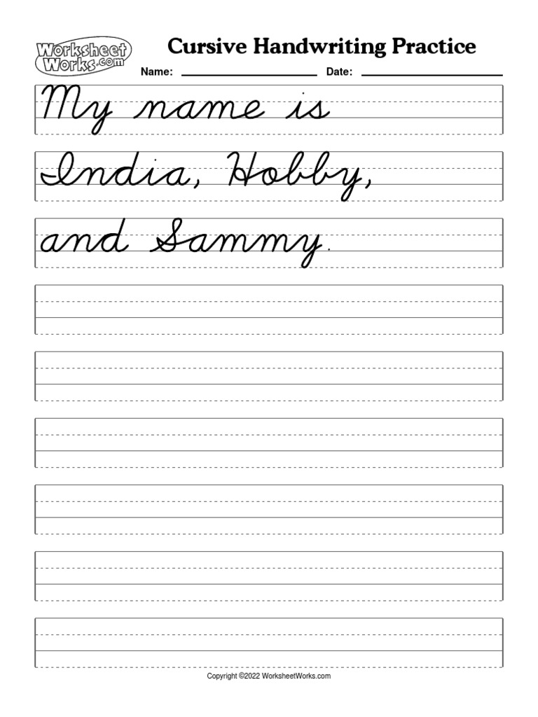 Worksheetworks cursive handwriting practice 100 pdf