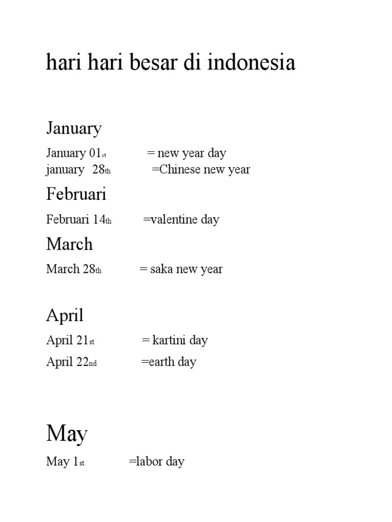 Hari Hari Besar Di Indonesia | PDF