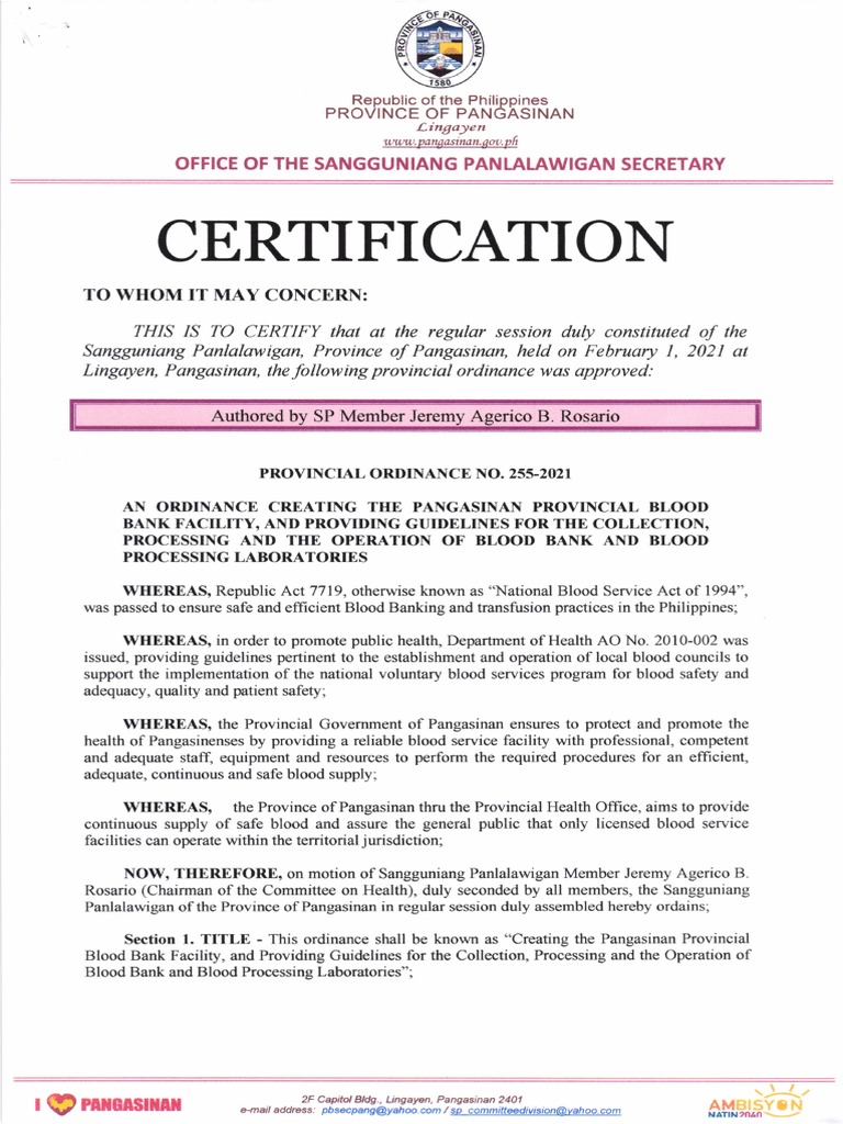 Doh Manual Of Standards For Blood Service Facility Classification