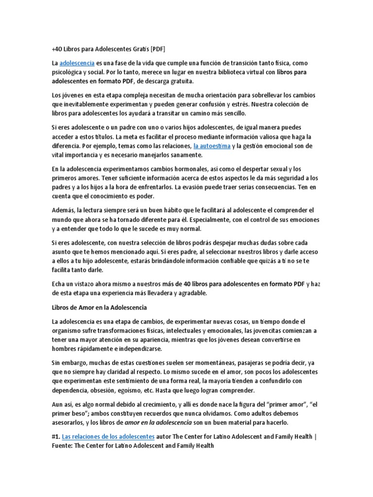 40 Libros para Adolescentes Gratis PDF
