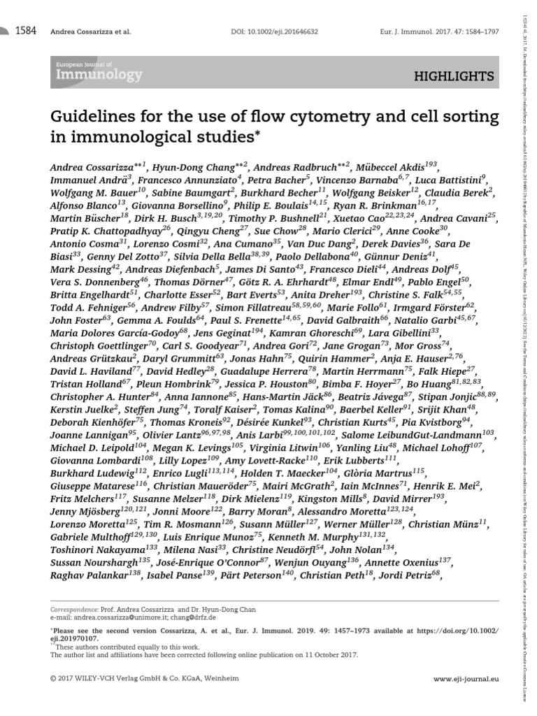 Eur j immunol 2017 cossarizza guidelines for the use of flow