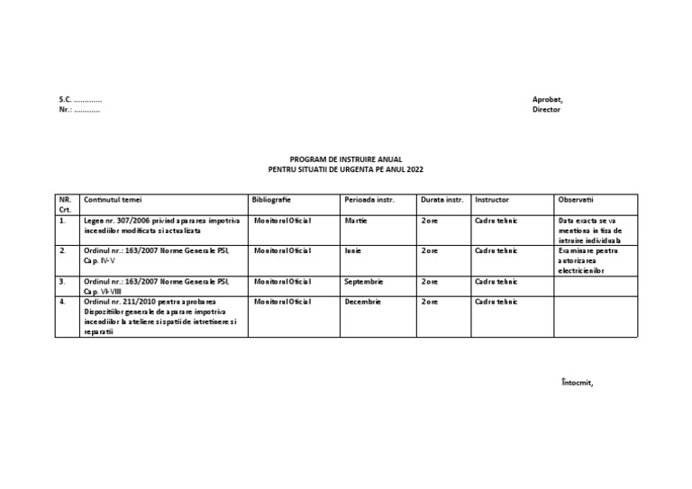 Program Instruire Anual PSI 2022 | PDF