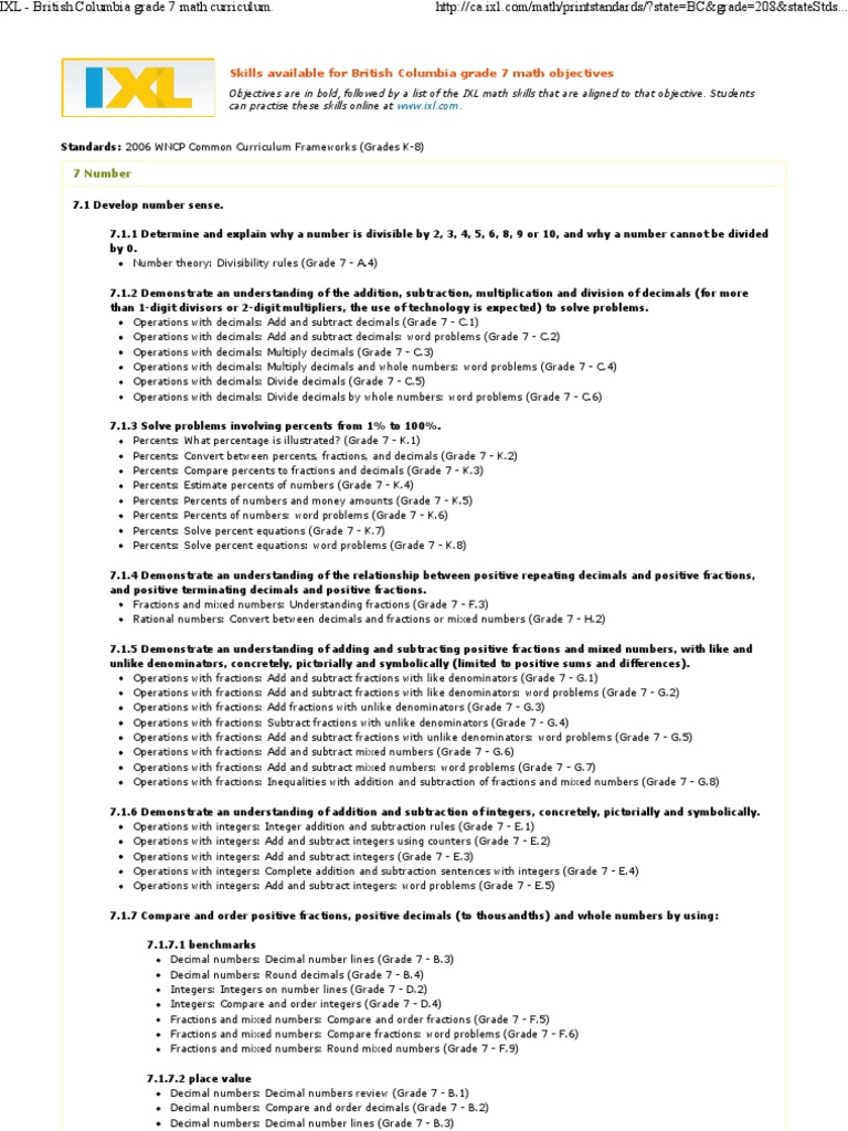 IXL British Columbia Grade 7 Math Curriculum Fraction (Mathematics) Cartesian Coordinate