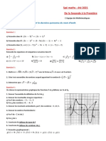 Devoir Été 2021 2nde Vers 1ère Spé Maths