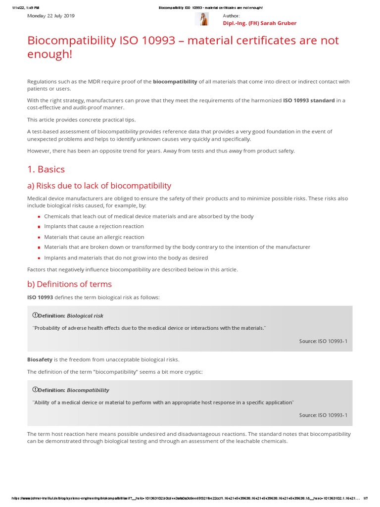 ISO 10993: Ensuring Biocompatibility Compliance | PDF | Medical Device ...