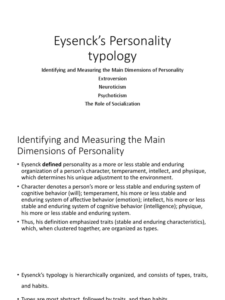 Eysenck's Personality Dimensions Explained | PDF | Extraversion And ...