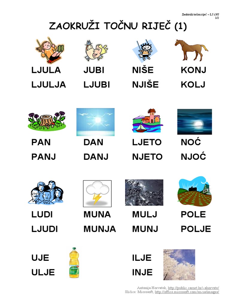 Zaokruzi Rijec LJ I NJ | PDF