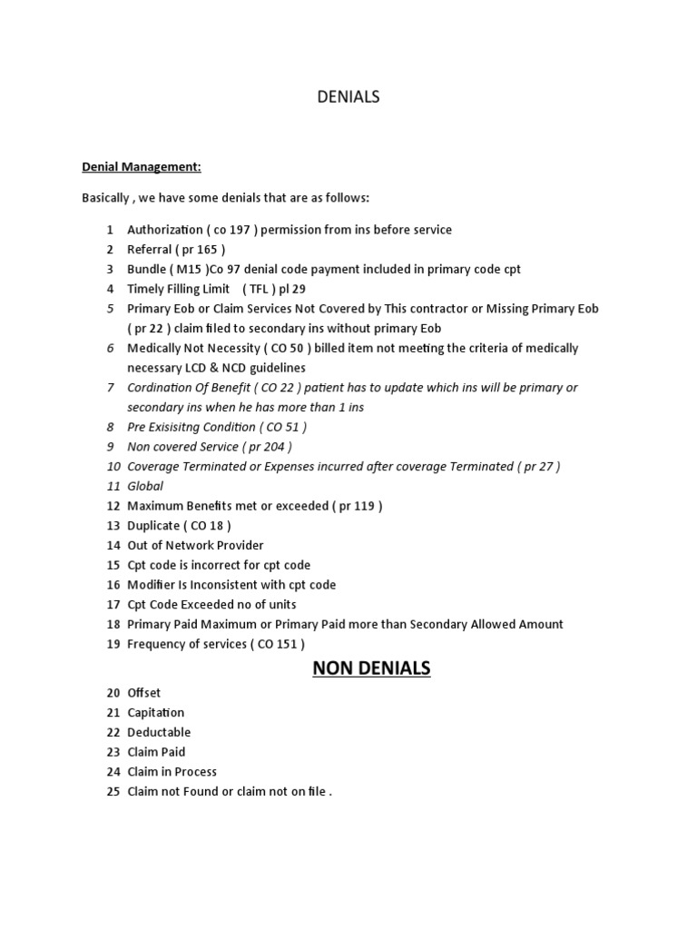 DENIALS | Download Free PDF | Deductible | Insurance