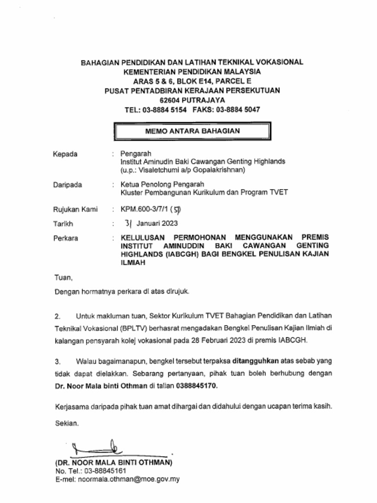 Memo Pembatalan Premis Iabcgh-31.1.2023 | PDF