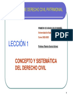 LECCIÓN 1 - Concepto y Sistemática Del Derecho Civil (2022-2023)