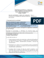 Guía de actividades y rúbrica de evaluación - Unidad 1- Fase 2 - Introducción al modelado de sistemas dinámicos – Identificación del proyecto