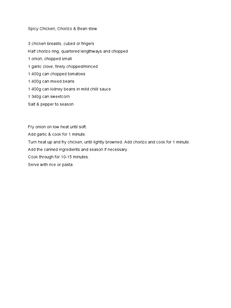 Spicy Chicken Chorizo Bean PDF