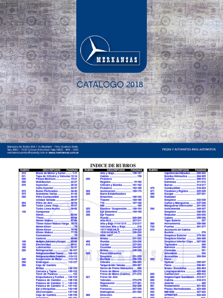 Catálogo de Piezas Mercedes Benz 1114 | PDF | Ingeniería mecánica | Partes  de vehículo