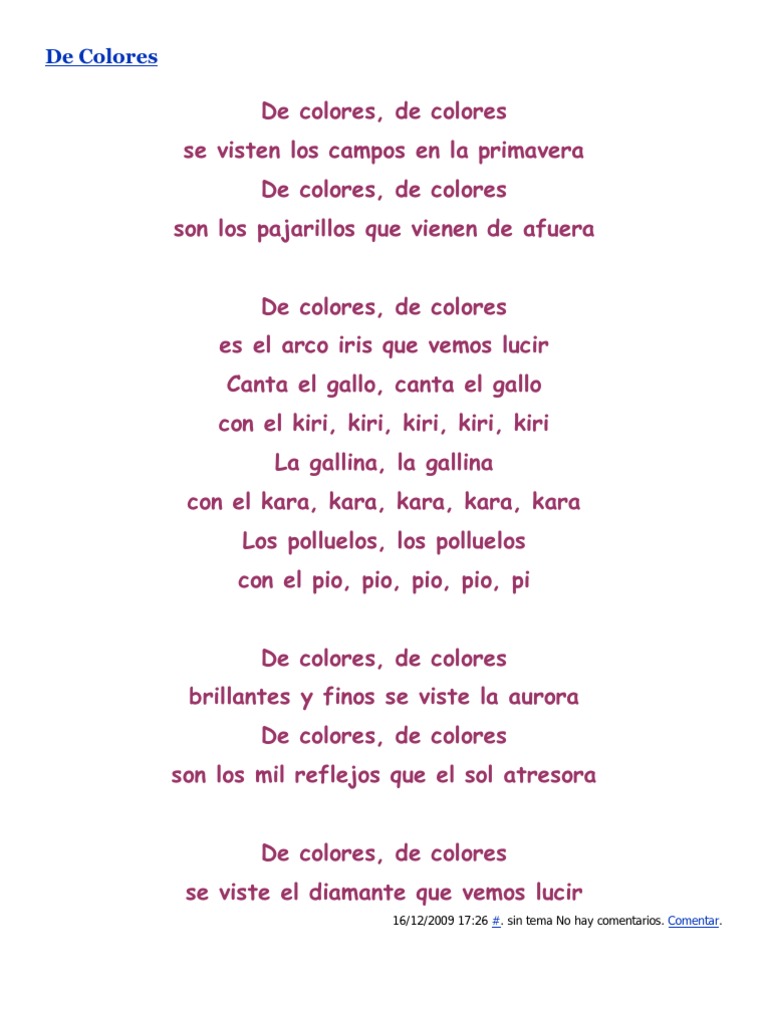 Canciones Infantiles Letras