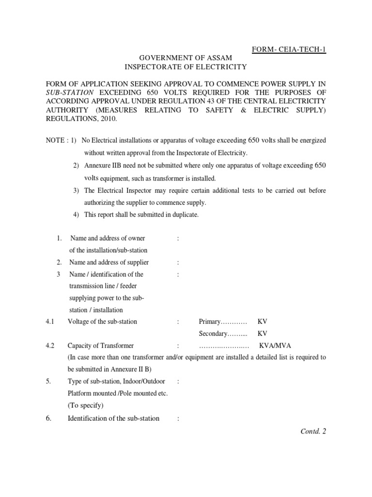 Application for Power Supply Approval | PDF | Electrical Substation ...