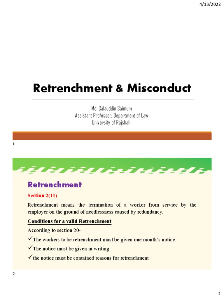 Retrenchment: Conditions and Compensation | PDF | Employment | Layoff