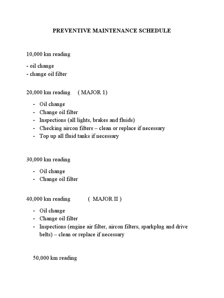 Preventive Maintenance Schedule Guide | PDF