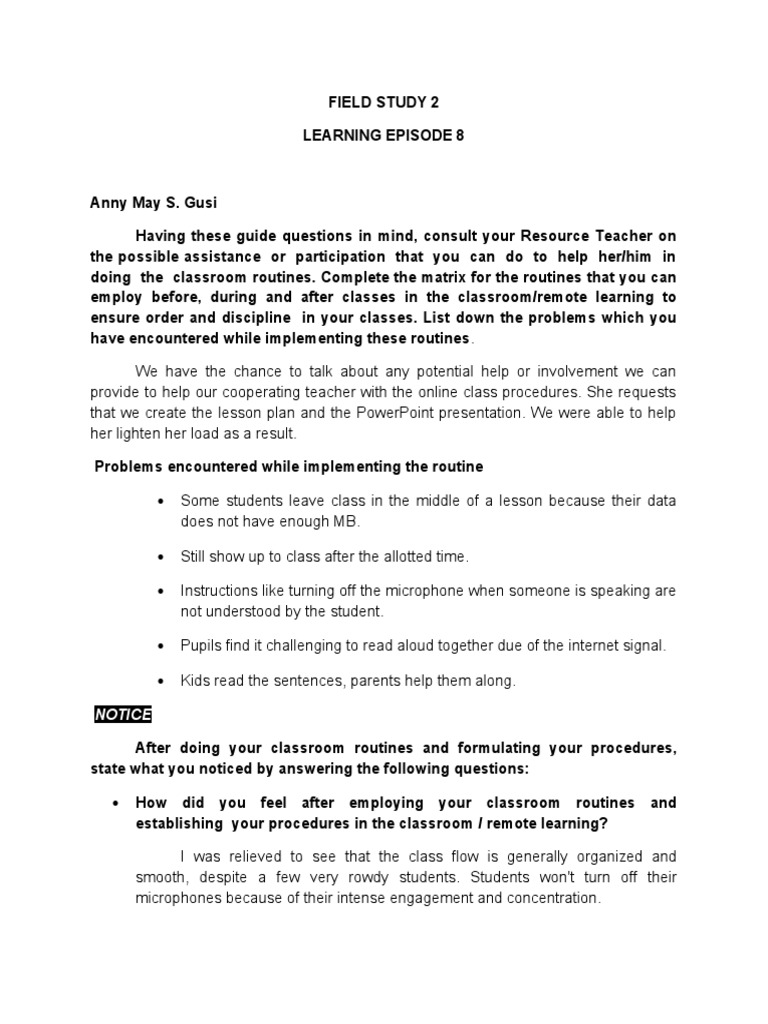 Learning Episode 8 Pdf Classroom Learning