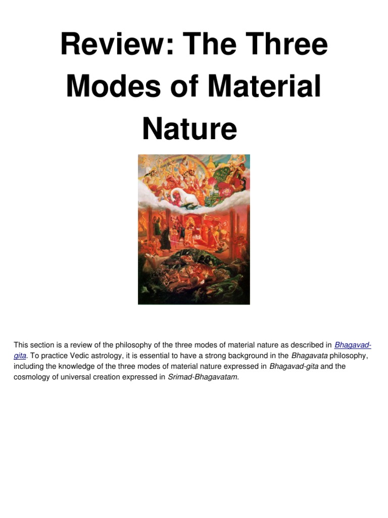 Review of the Three Modes of Material Nature Bhagavata Purana Krishna