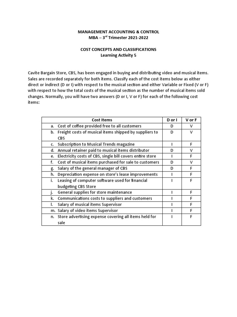 Cost Classification in Management Accounting | PDF