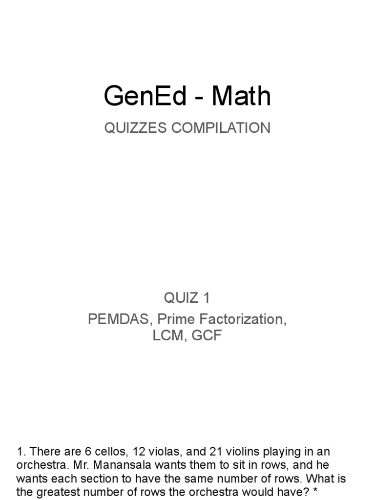 Math Quiz Compilation for Kids | PDF | Numbers | Integer