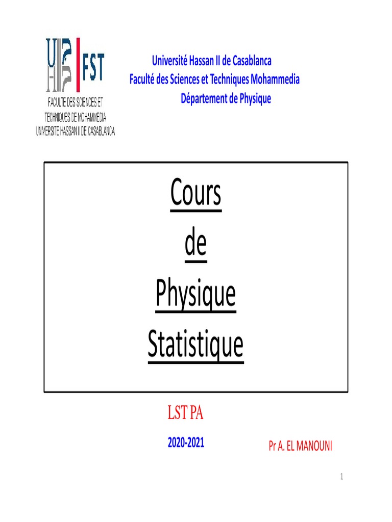 Entropie Statistique en Physique | PDF