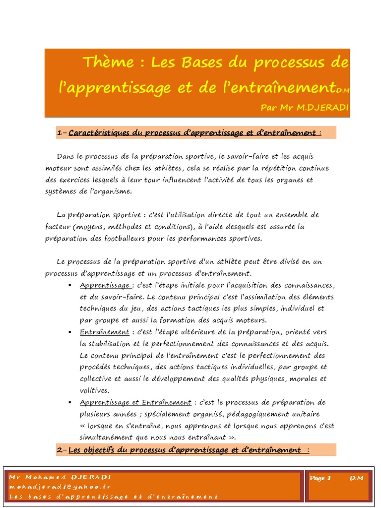 Bases de l'apprentissage sportif | PDF | Apprentissage | Pédagogie