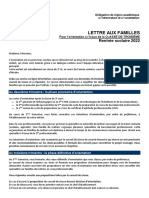 DRAIO N° A-22-132 - Lettre Aux Familles 3eme RA 2022