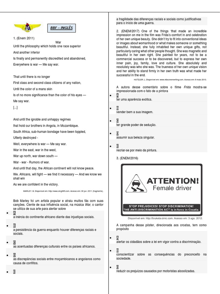 ITA - Inglês - Lista de 300 Questões de Inglês | PDF, image size:768x1024