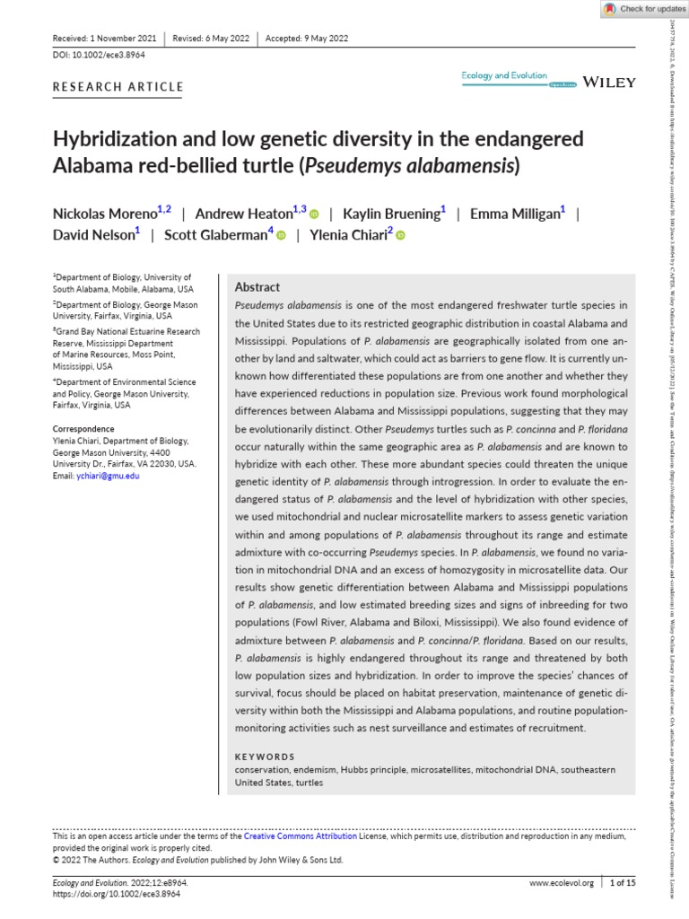 Ecology and Evolution 2022 Moreno Hybridization and Low