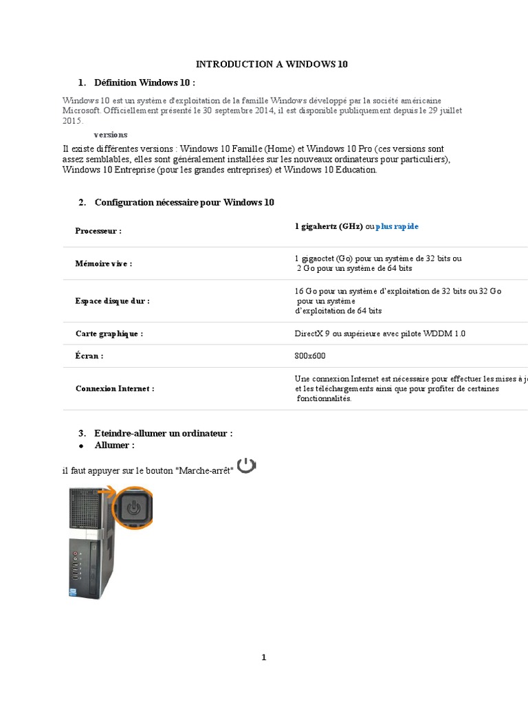 Introduction et Guide Windows 10 | PDF | Windows 10 | Microsoft Windows