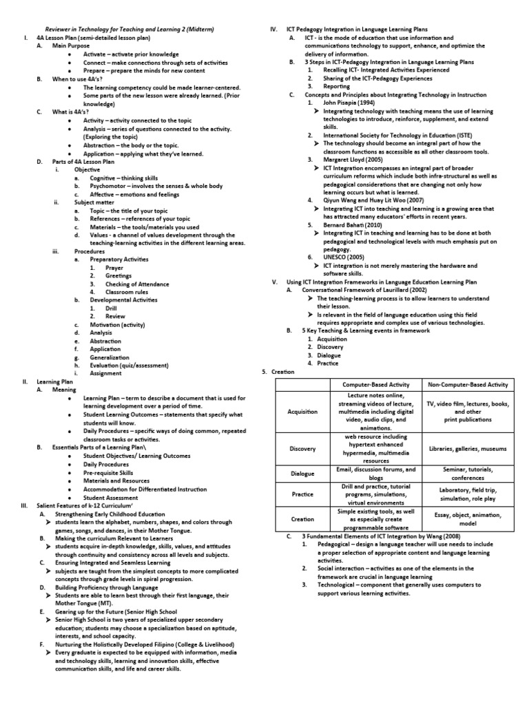 4A Lesson Plan and ICT Integration | PDF