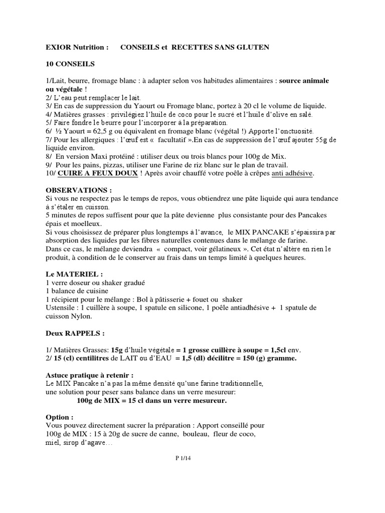 Recettes et conseils sans gluten EXIOR | PDF | Livres de cuisine ...